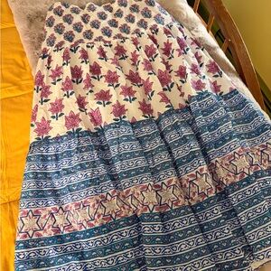 Dolma Pink and Blue Floral Tiered Maxi Skirt NWOT never worn